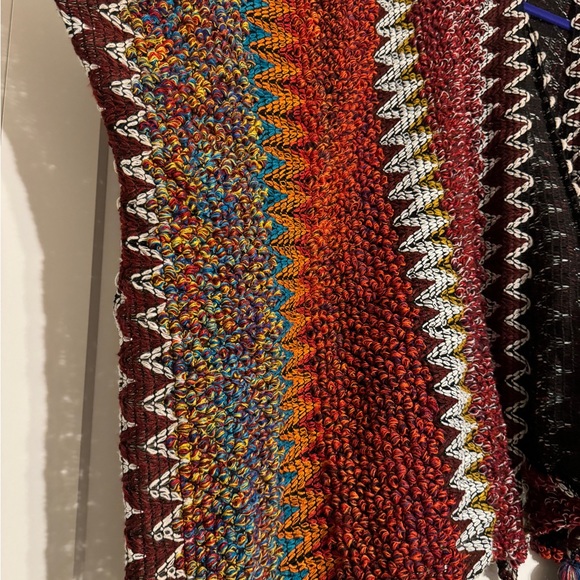 Leto Collection Maroon Crochet Patterned Ruana - Picture 2 of 3